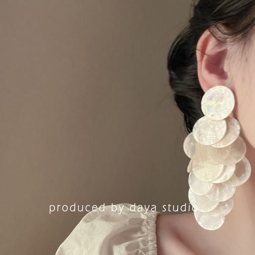 French Shell Tassel Earrings Luxury Holiday Earrings