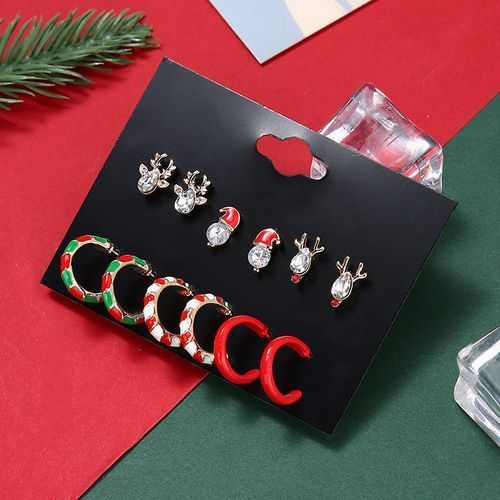 Christmas Earrings Reindeer Snowman Festive Earrings Set