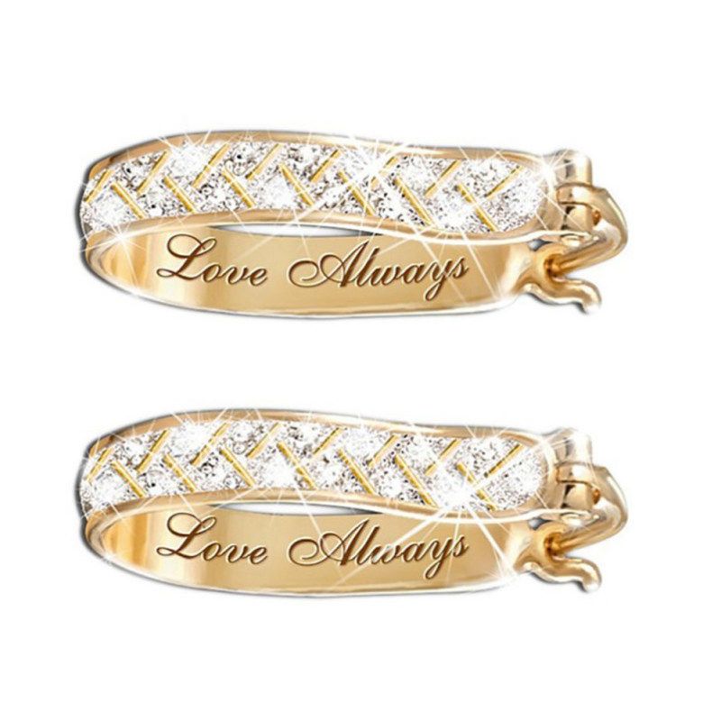 Women Fashion Faux Crystal Cubic Zirconia Alloy Hoop-Golden
