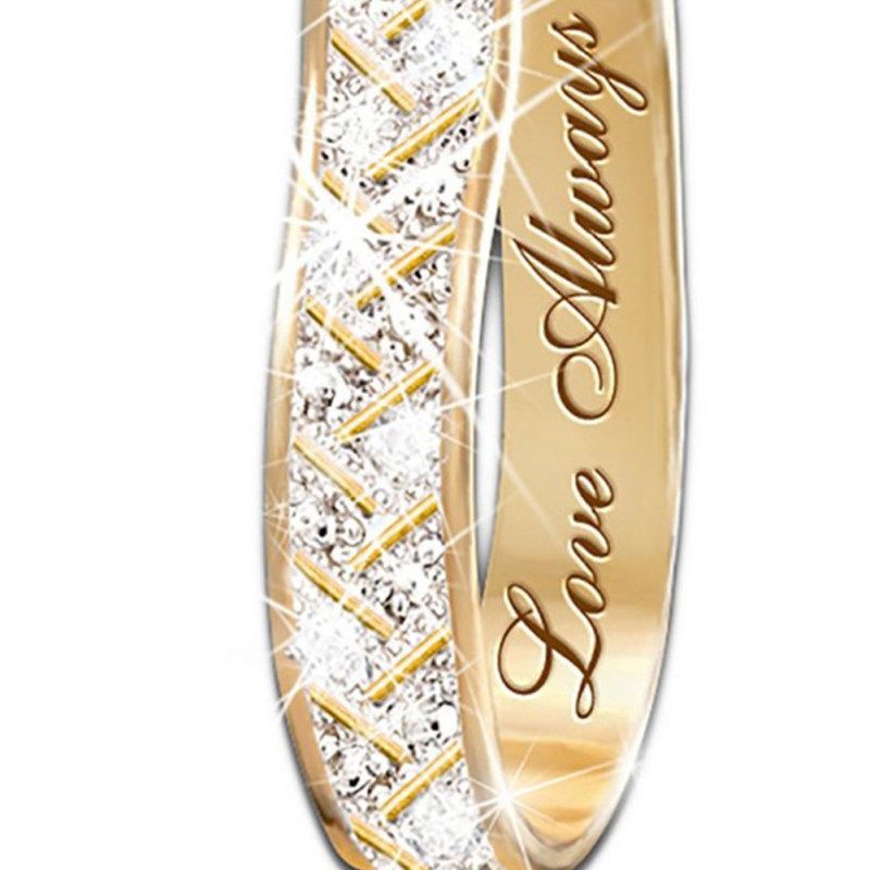 Women Fashion Faux Crystal Cubic Zirconia Alloy Hoop-Golden