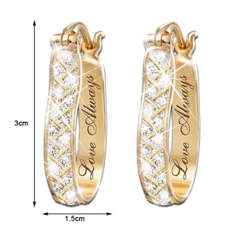 Women Fashion Faux Crystal Cubic Zirconia Alloy Hoop-Golden