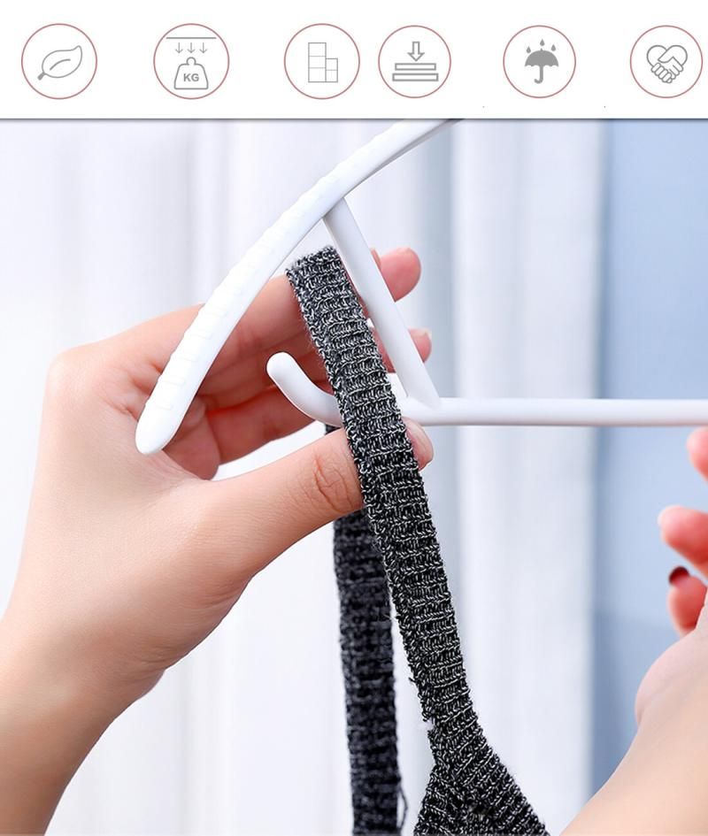 White Plastic Traceless Clothes Hangers: Bedroom Slacks Hang