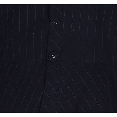 Ladies Striped Five Button Jacket- Navy Blue. Lj-4641