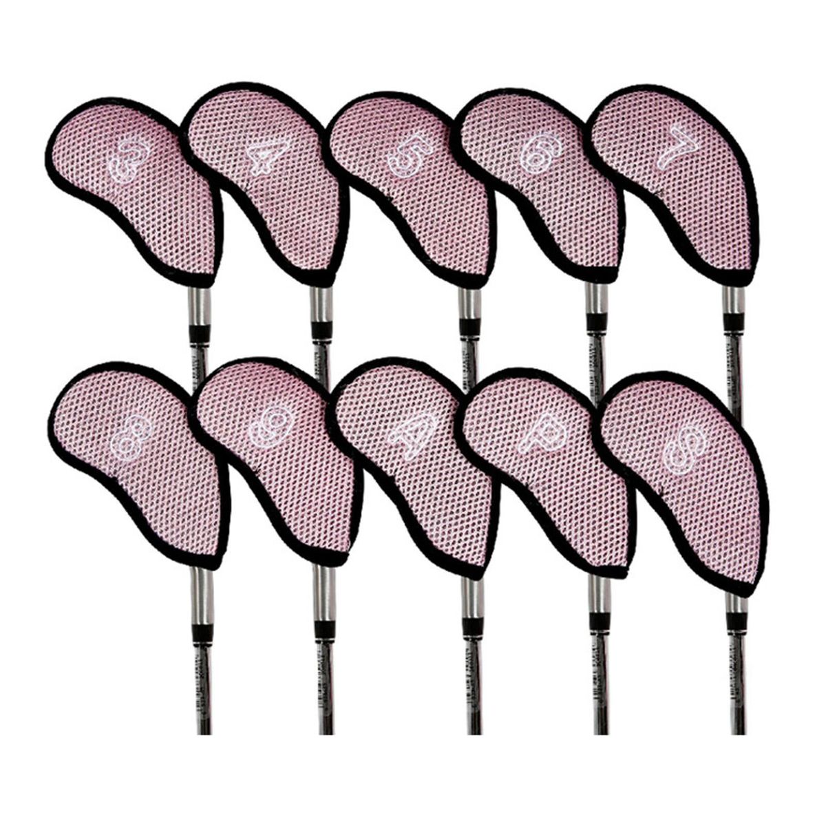 10Pcs Club Head Covers Colorful Golf Iron Club Head Protective Cases Pink