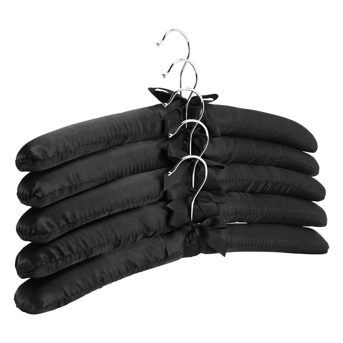 15 Inch Satin Padded HangersSilk Hangers for Wedding Dress ClothesCoatsSuitsBlouse Black5 Pack