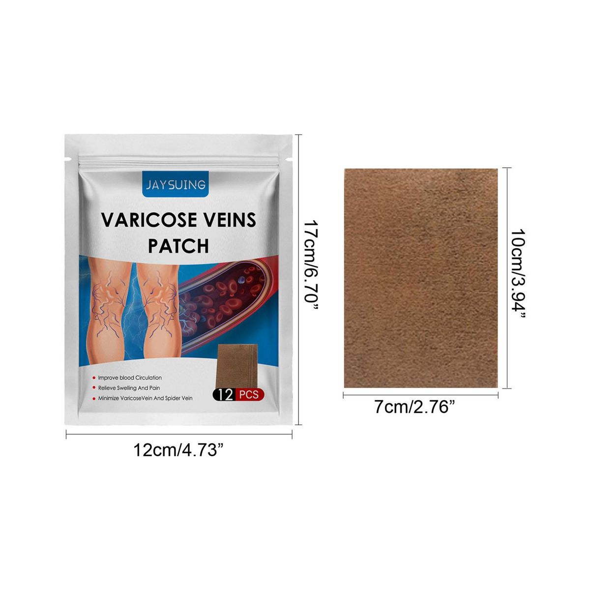 JAYSUING 12Pcs Varicose Veins Patches Skin-friendly Non-toxic Improve Varicosity Dredge Vein Relieve Soothe Swelling Pain