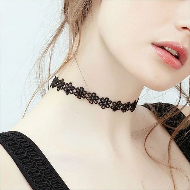 Women Simple Choker Necklace Black
