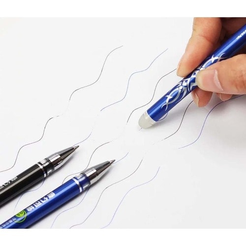 Erasable Needle Nib Blue Gel Ballpen For Student School Office Writing - 12 Pieces