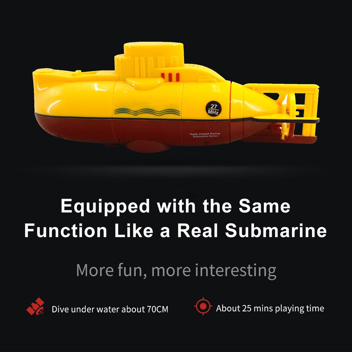 Mini RC Submarine Remote Control Boat Waterproof Diving Toy