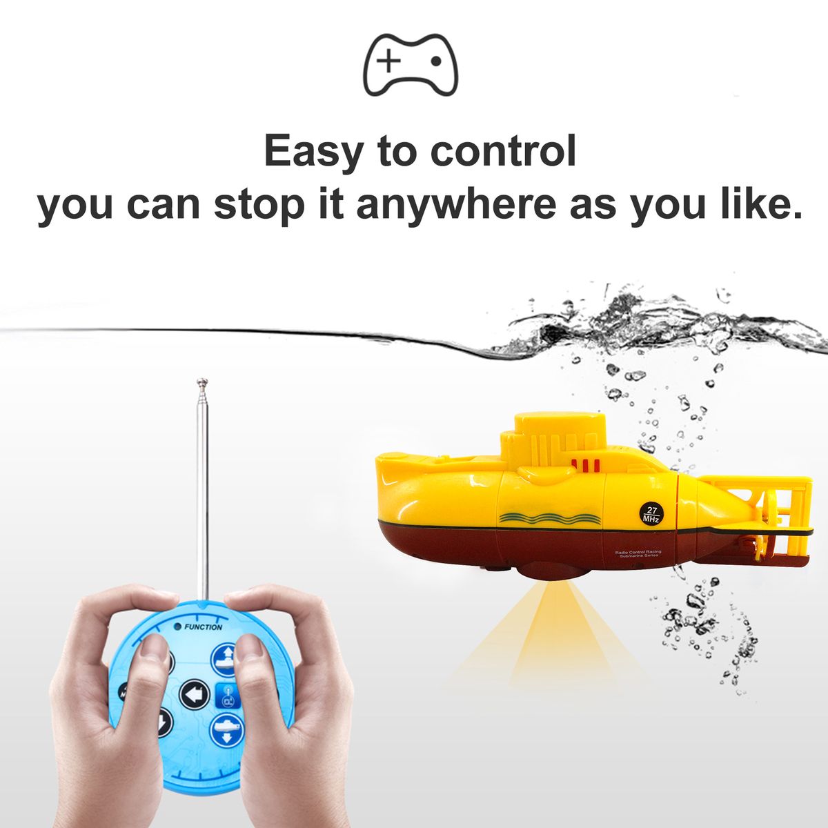 Mini RC Submarine Remote Control Boat Waterproof Diving Toy
