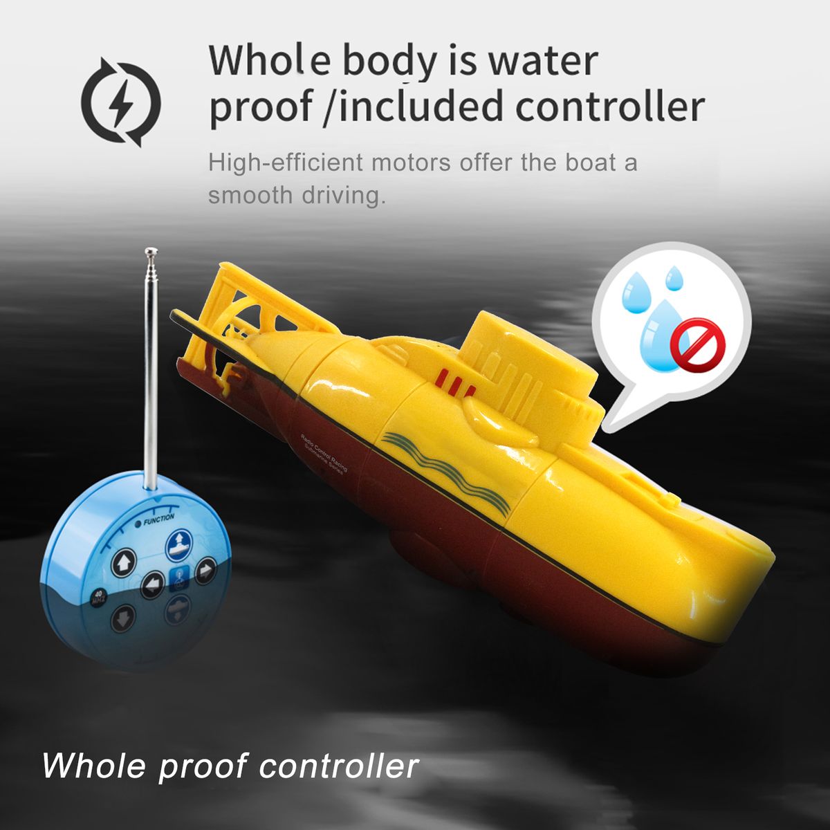 Mini RC Submarine Remote Control Boat Waterproof Diving Toy