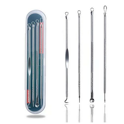 4 Set Simple Remover Tool Acne Needle Comedone Stain Cleaning Extractor