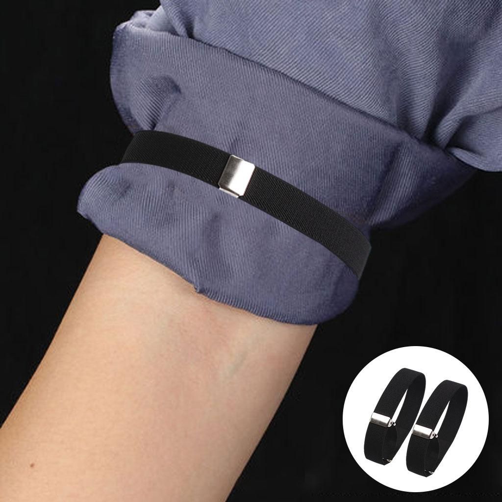 2 Pieces Shirt Sleeve Holders Arm Bands For Party Hold Garter Black