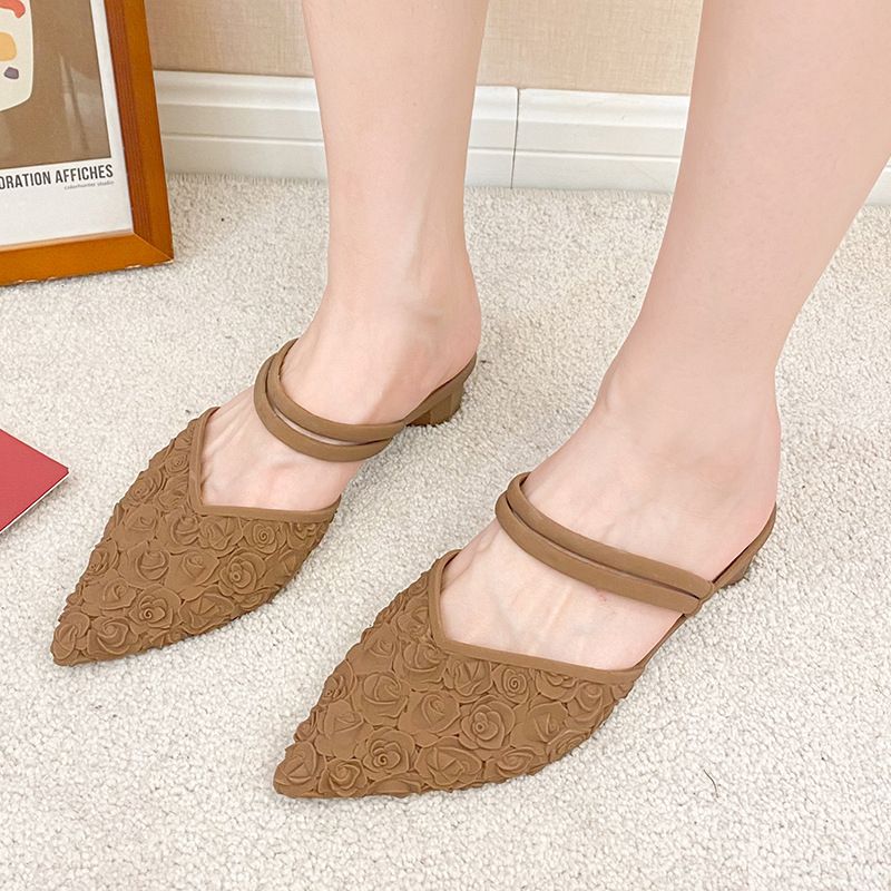 Sandal Single Shoe Pointed Thick Heel Waterproof Casual Plastic Non-slip