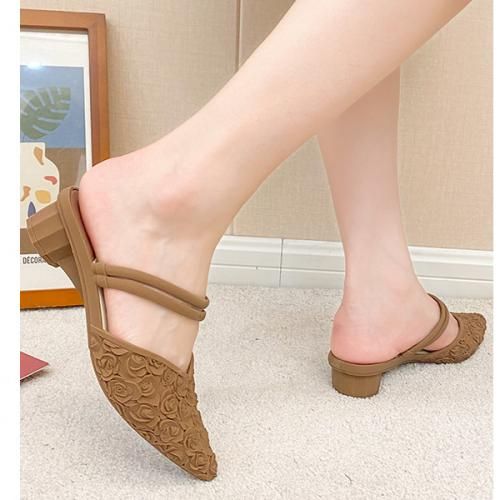 Sandal Single Shoe Pointed Thick Heel Waterproof Casual Plastic Non-slip