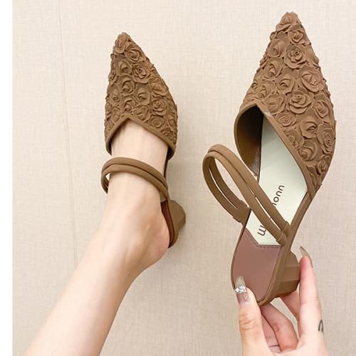 Sandal Single Shoe Pointed Thick Heel Waterproof Casual Plastic Non-slip