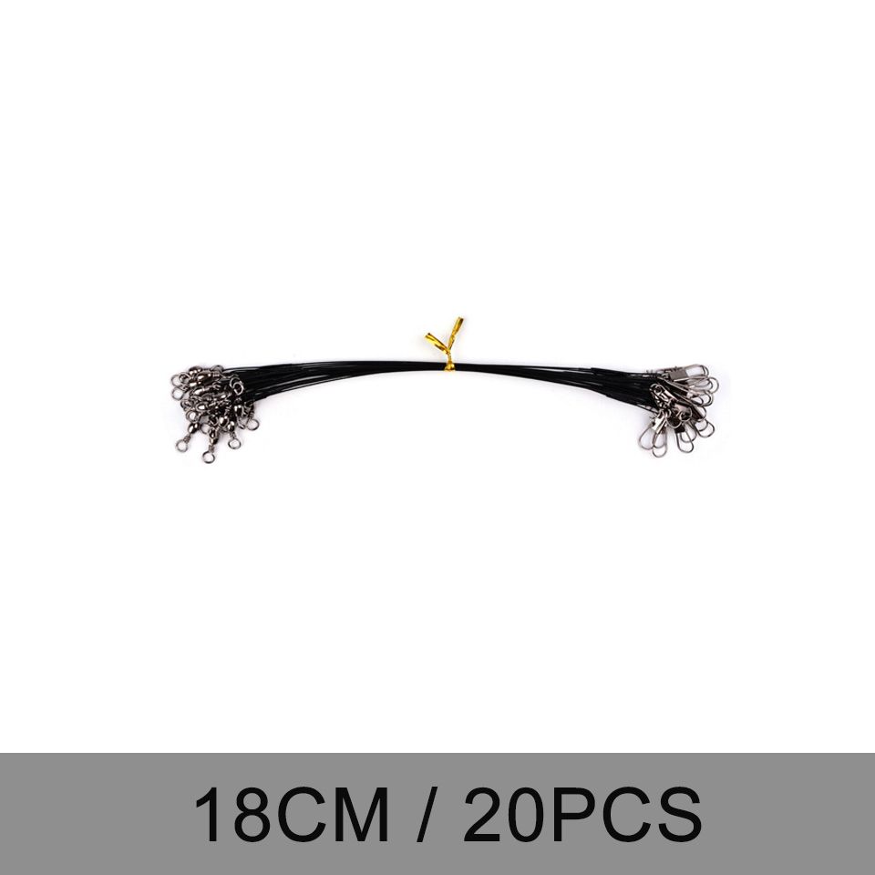 20PCS Fishing Line Steel Wire Core Lead Wire Fishing Leash Fishing Leader 15CM-30CM Steel Bite Anti Accessory With Swivel