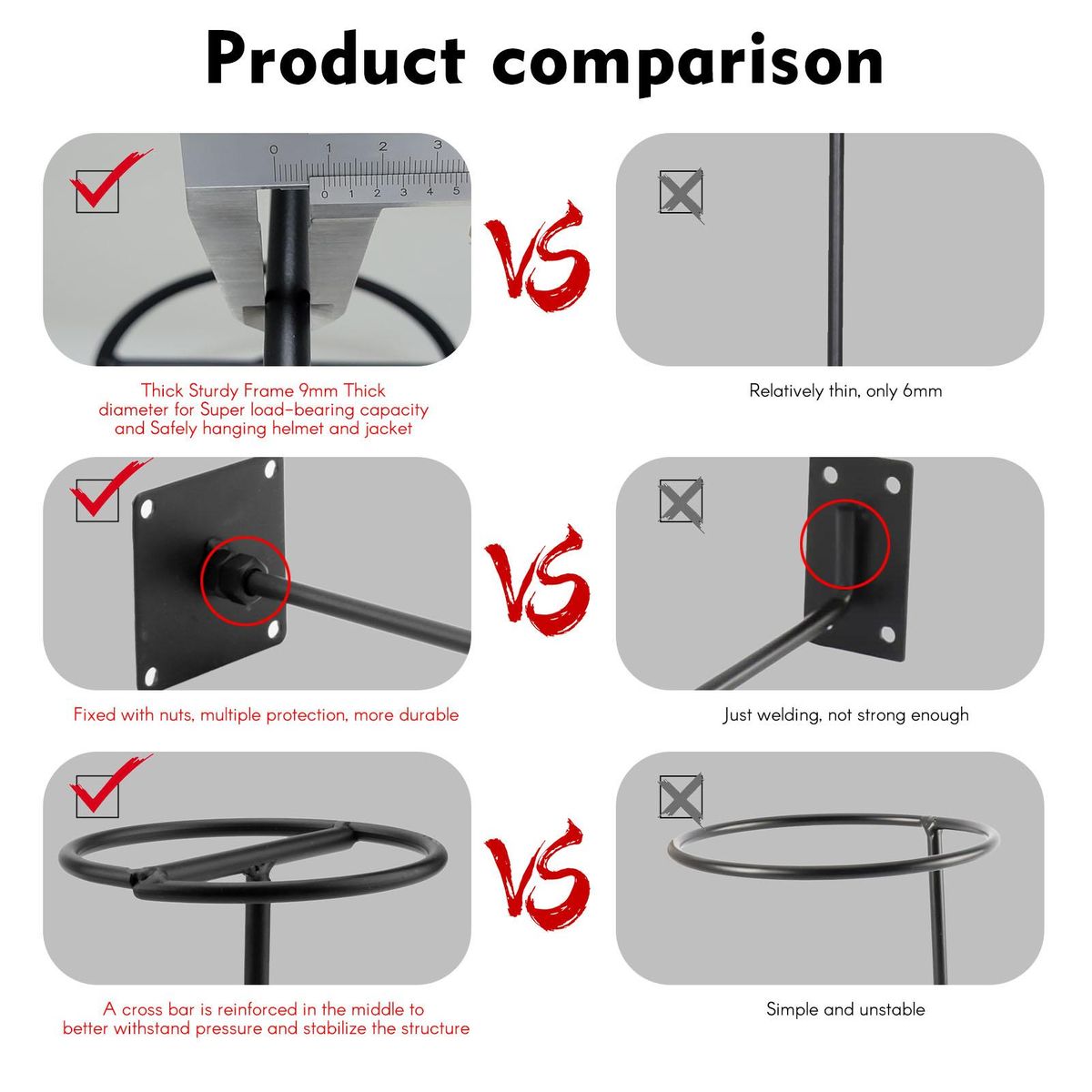 Wall Mounted Hook Helmet Holder Helmet Hanger Rack for Coats,Caps, coats,jackets and even basketball
