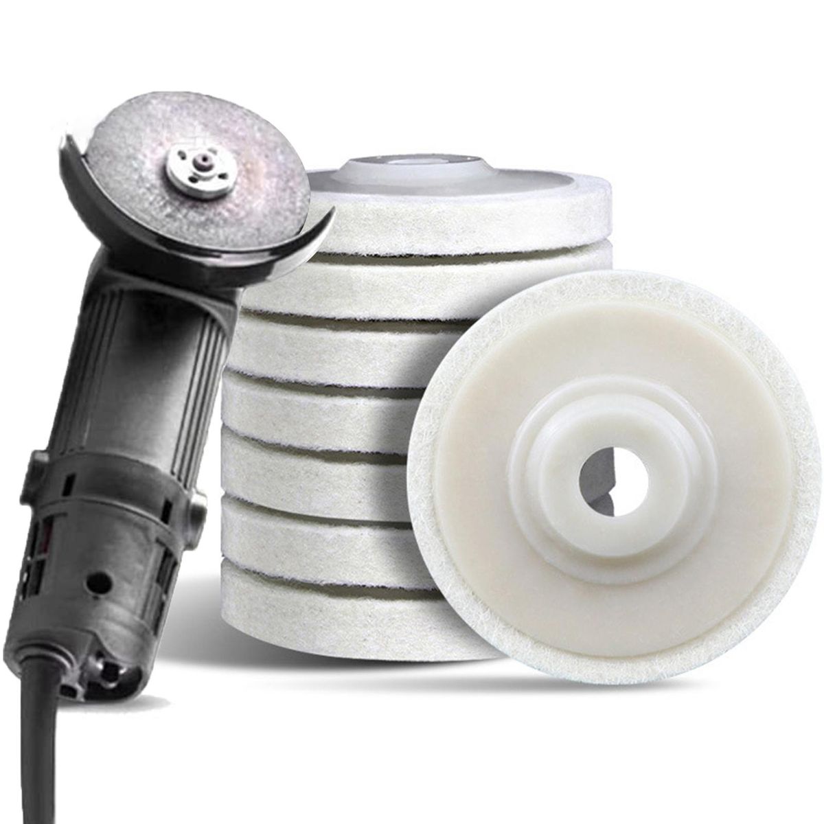 Premium 10-pcs Wool Polishing Wheel Kit Metal Furniture Easy Install White