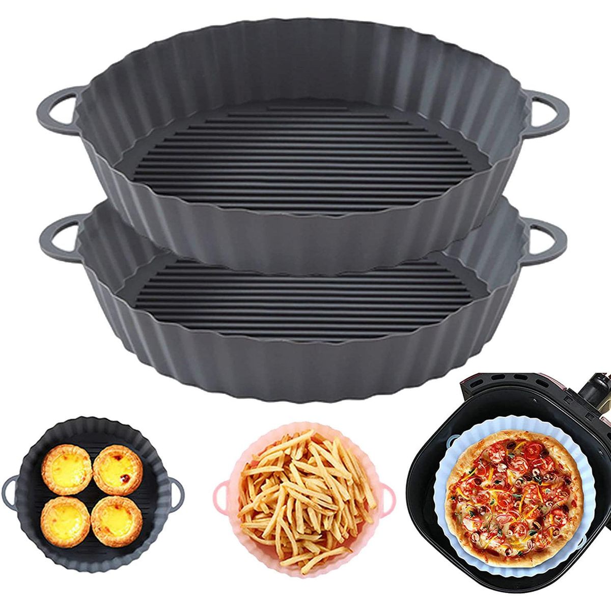 2Pcs Silicone Pot Round Repment Basket Heat Resistant Non-Stick Mats for Oven 83 Inch