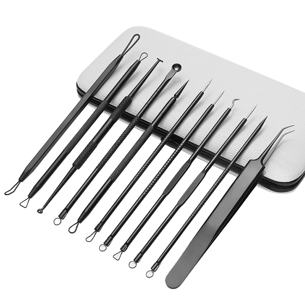 11Pcs Stainless Steel Acne Needle Pimple Tweezers Extractor