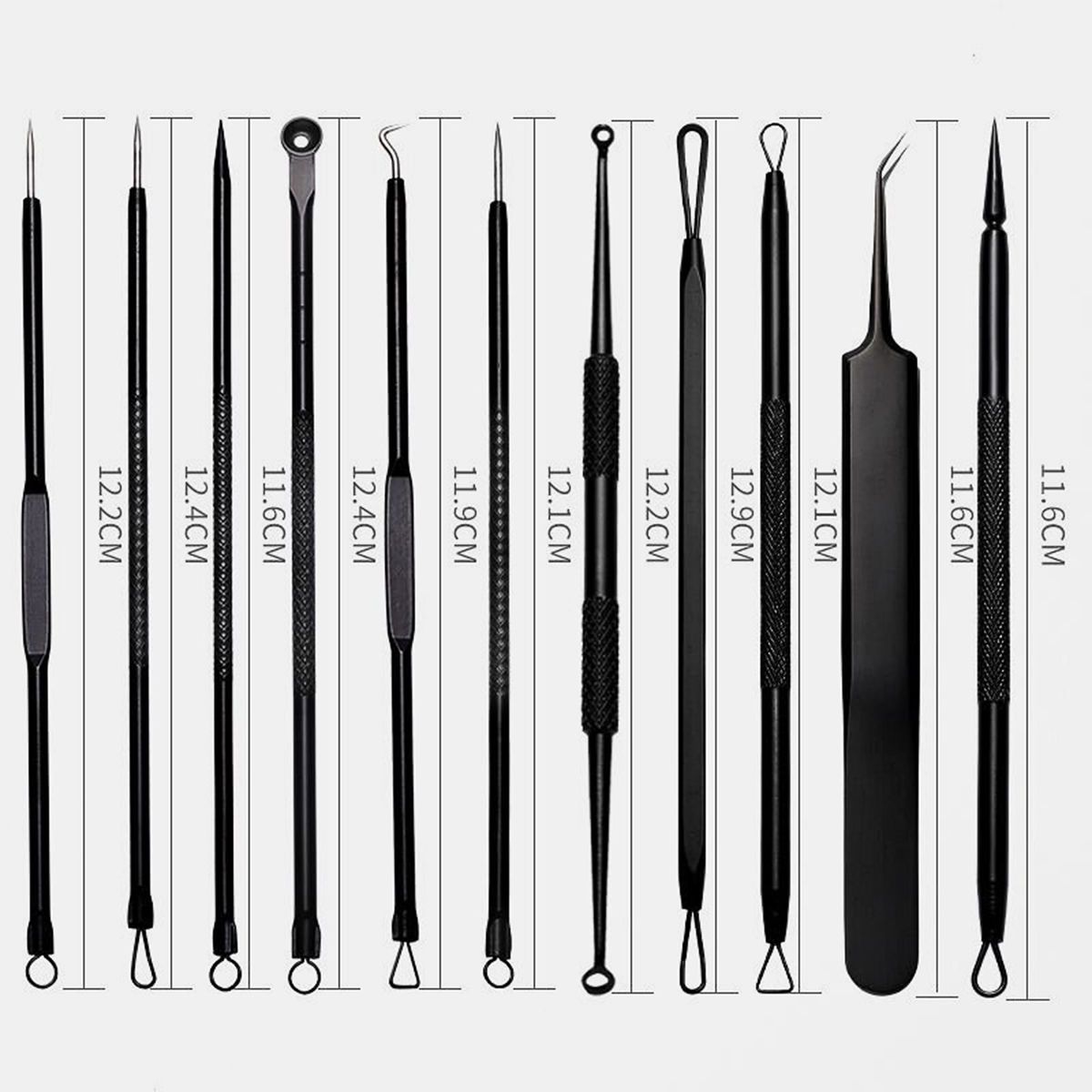 11Pcs Stainless Steel Acne Needle Pimple Tweezers Extractor