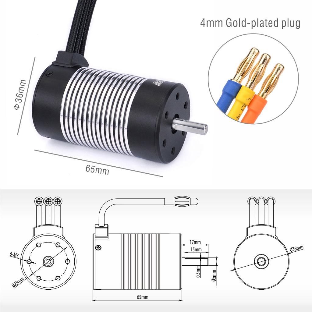 Rocket 3665 2600KV Brushless Sensorless Motor for TRAXXAS