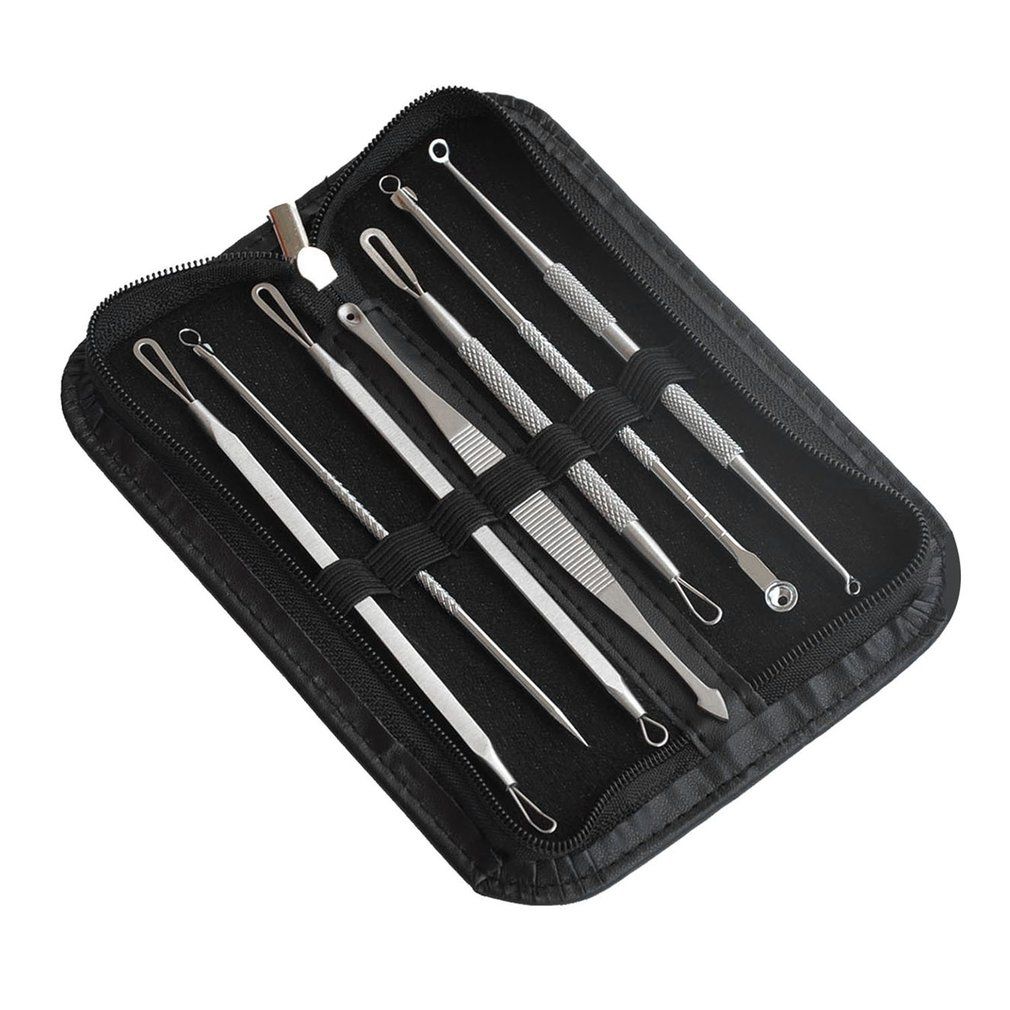 7Pcs Stainless Steel Pimple Pins Blackhead Comedone Extractor Remover Popper