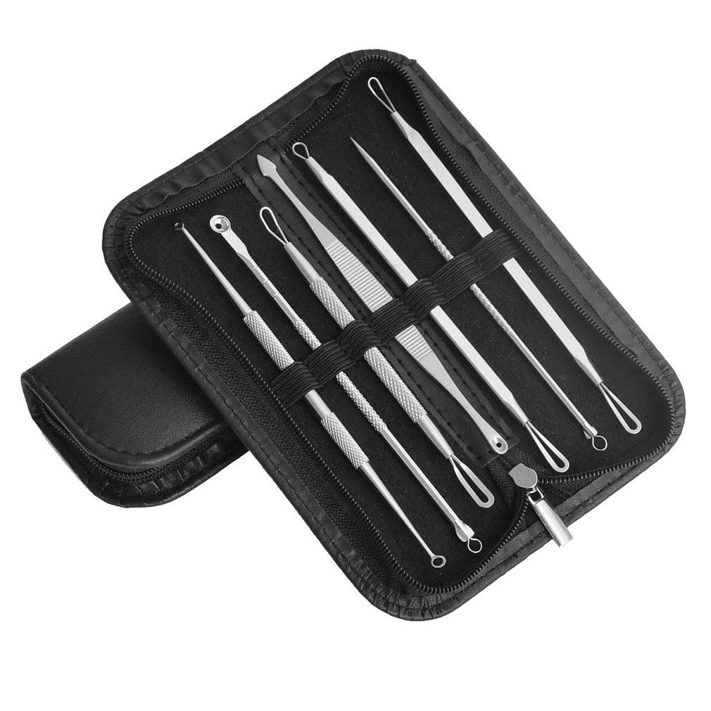 7Pcs Stainless Steel Pimple Pins Blackhead Comedone Extractor Remover Popper