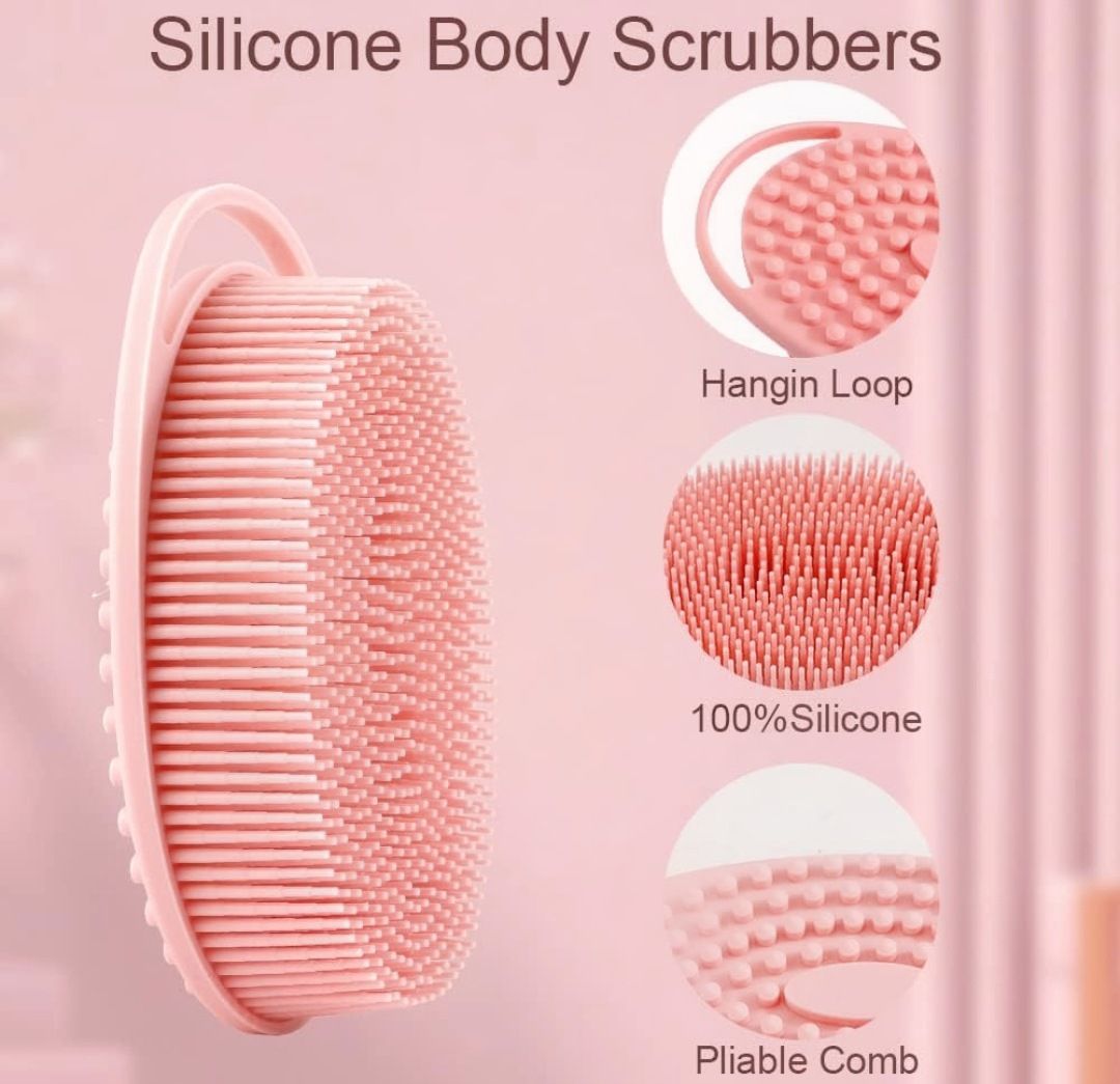 Silicone Body Exfoliating Bath  Brush/ Scrubber Pink