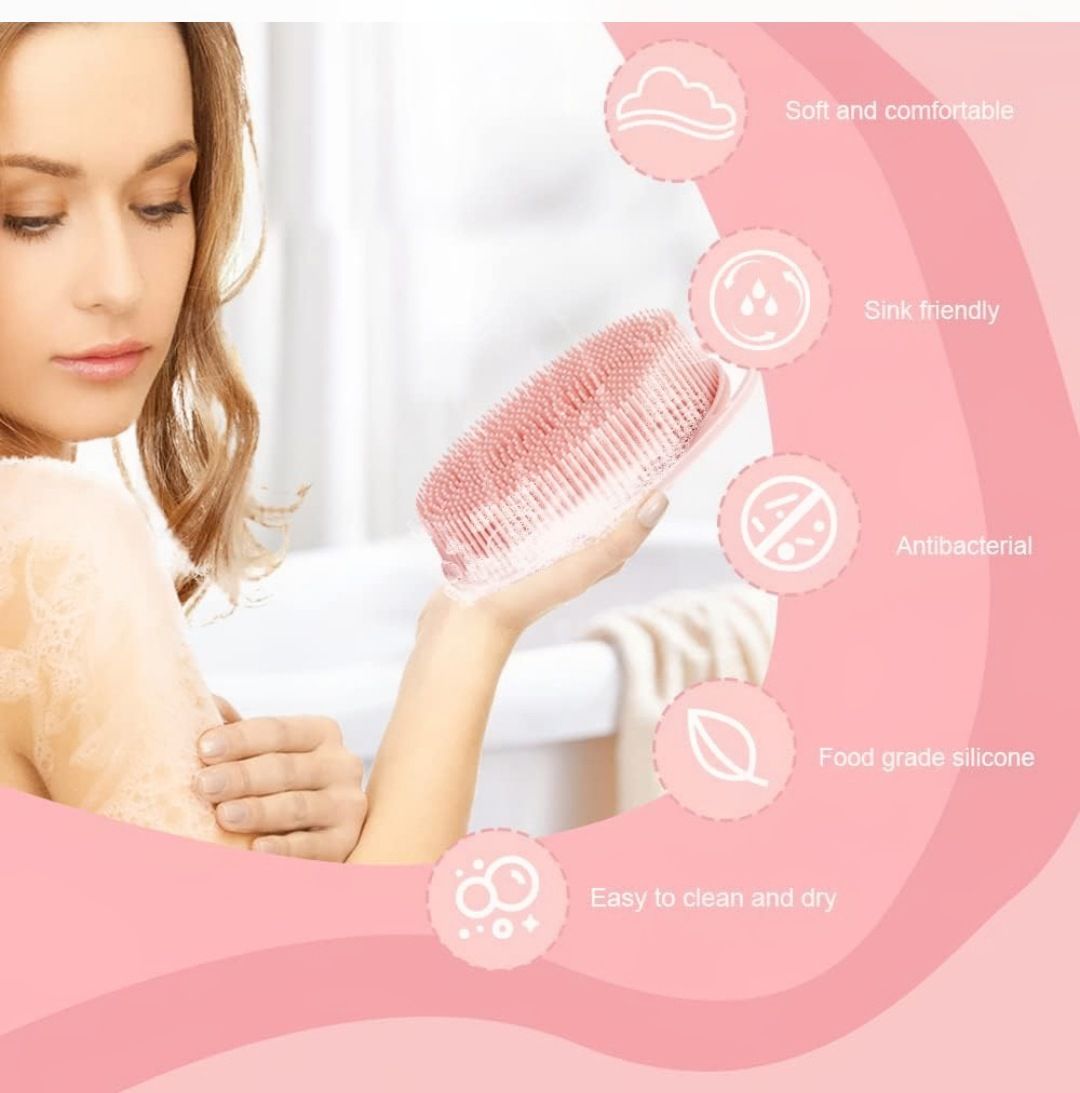 Silicone Body Exfoliating Bath  Brush/ Scrubber Pink
