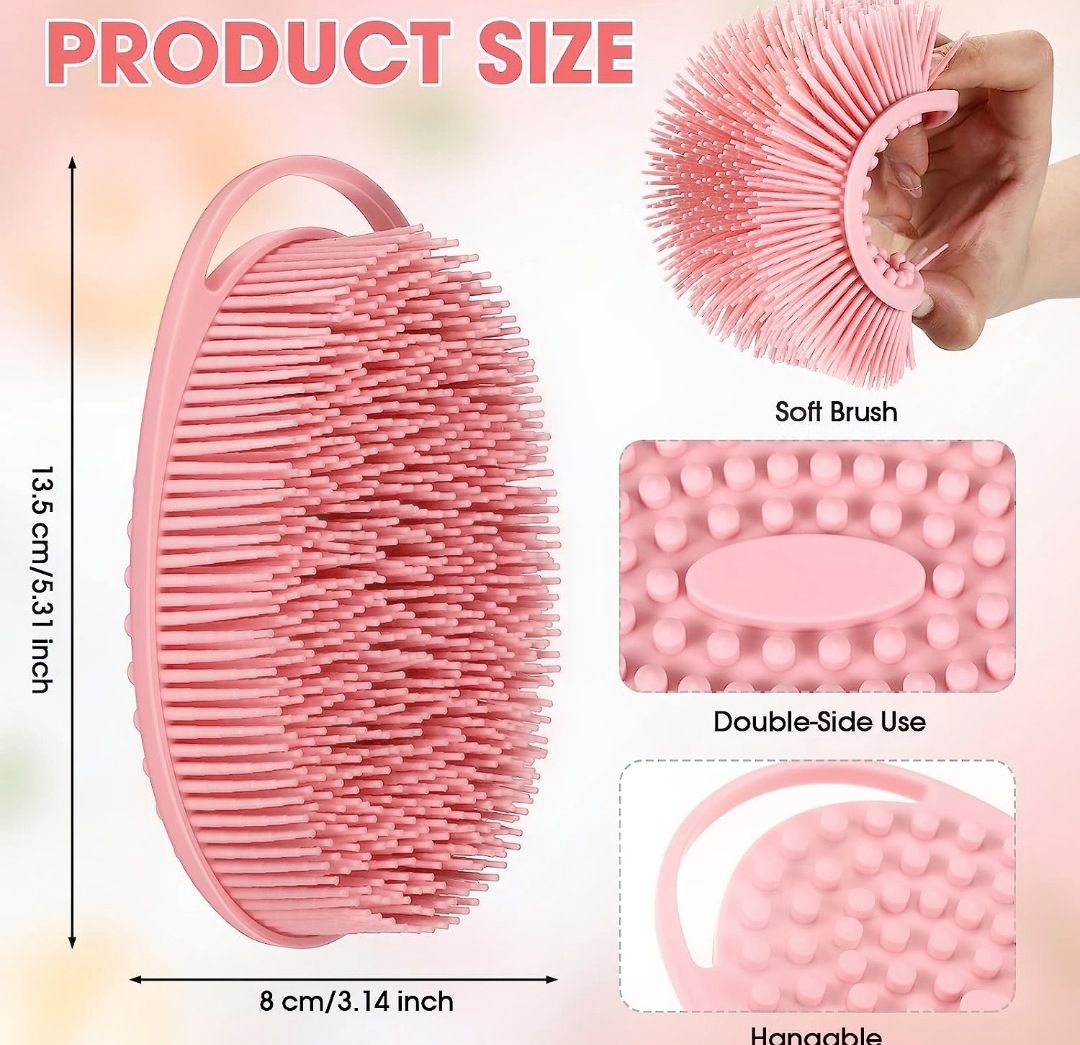 Silicone Body Exfoliating Bath  Brush/ Scrubber Pink