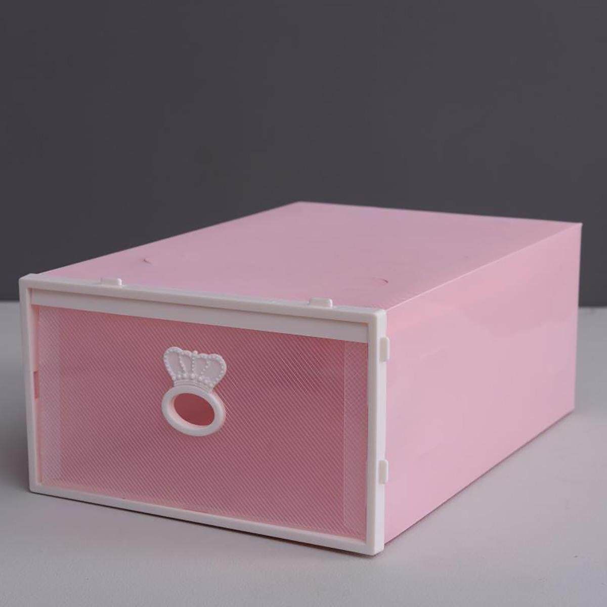 Drawer Shoe Box Storage Transparent Shoe Box Factory Direct Dustproof Thickening Storage Box Plastic Box Household Items Pink