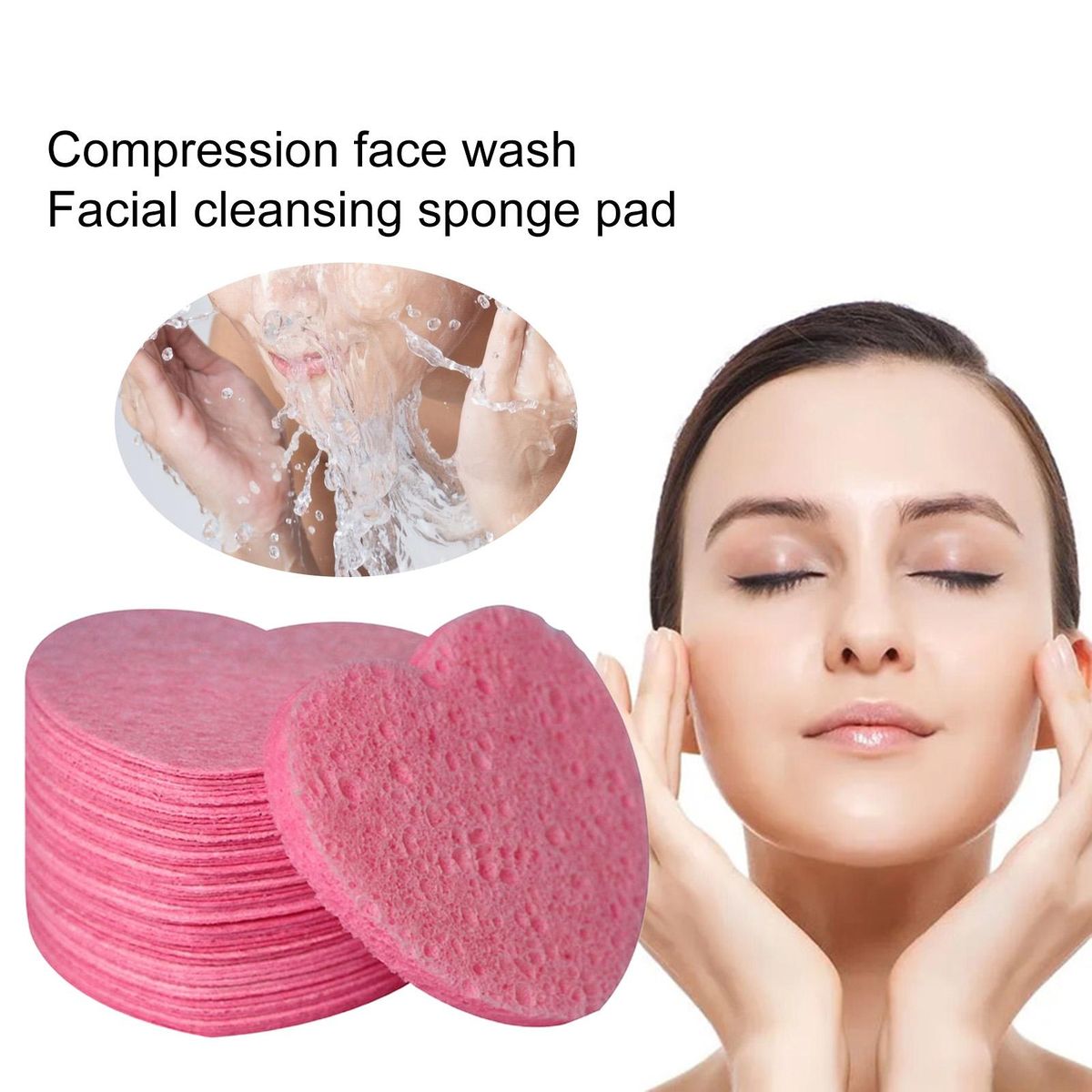 50Pcs Face Cleansers Face Cleansing Sponge Pads Pink