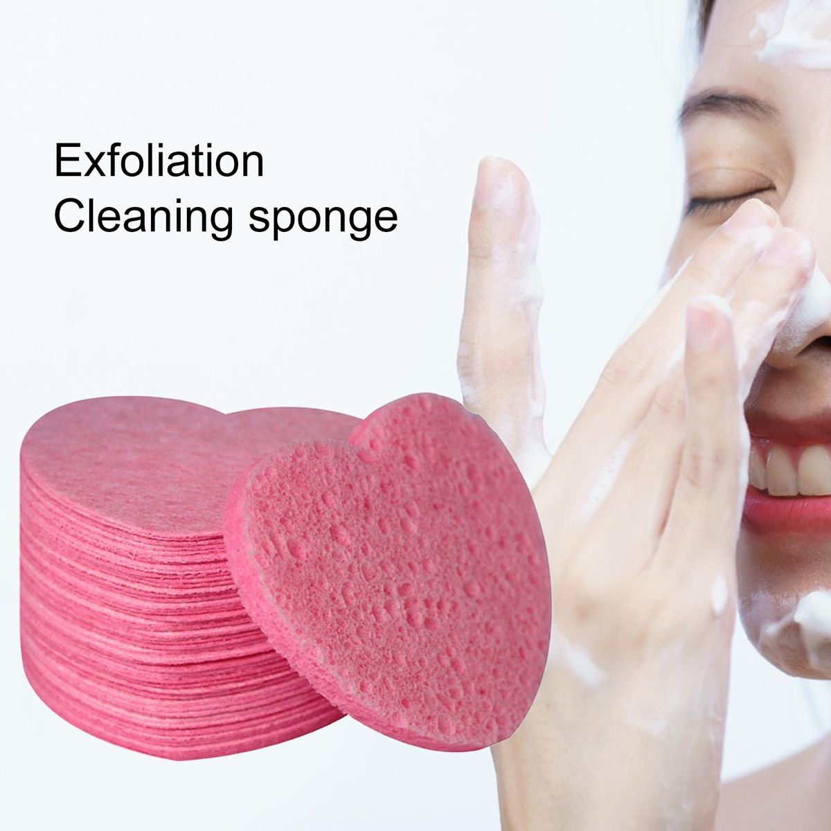 50Pcs Face Cleansers Face Cleansing Sponge Pads Pink