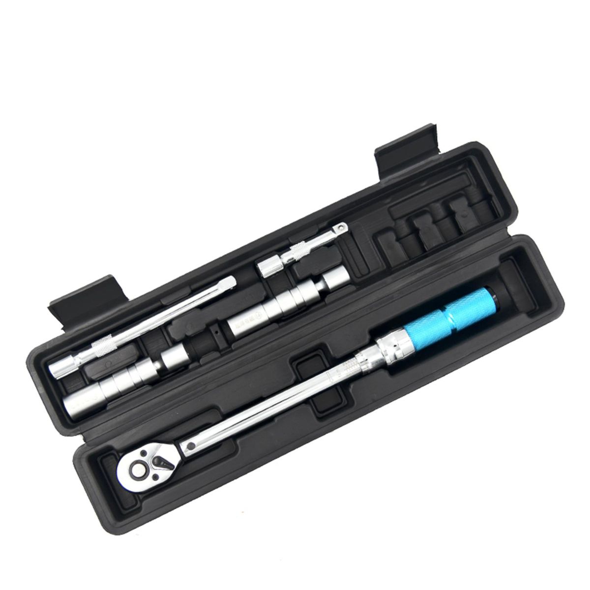 5 PCS 3/8 Inch Drive Click Torque Wrench Kit with Storage Case 5 to 60N.m Adjustable Torque Ratcheting Torque Wrench Spark Plug Set Quick Release for Auto Repair Mechanical Assembly