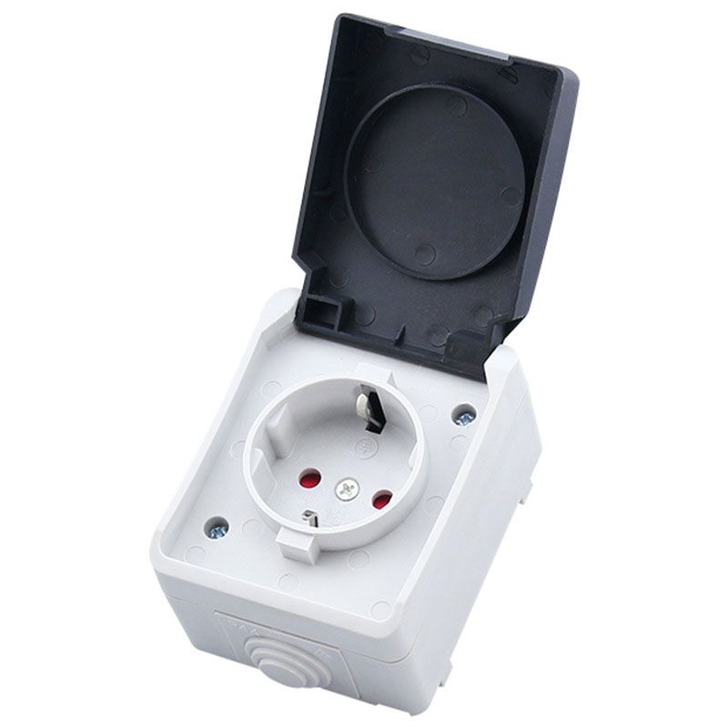 2P+E 16A 250V IP44 Outdoor Power Socket EU Plug Wall Waterproof Dust-proof Socket German Type Electrical Power Socket With Cover