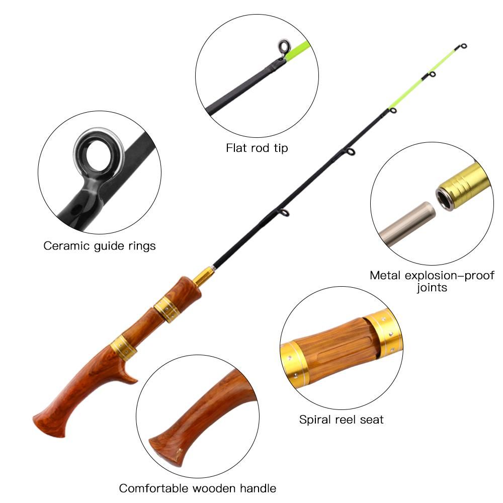 62cm Ice Fishing Rod Portable Lightweight Ice Spinning & Casting Rod Winter Ice Fishing   Rod Spinning Casting Ice Fishing Pole Tackle