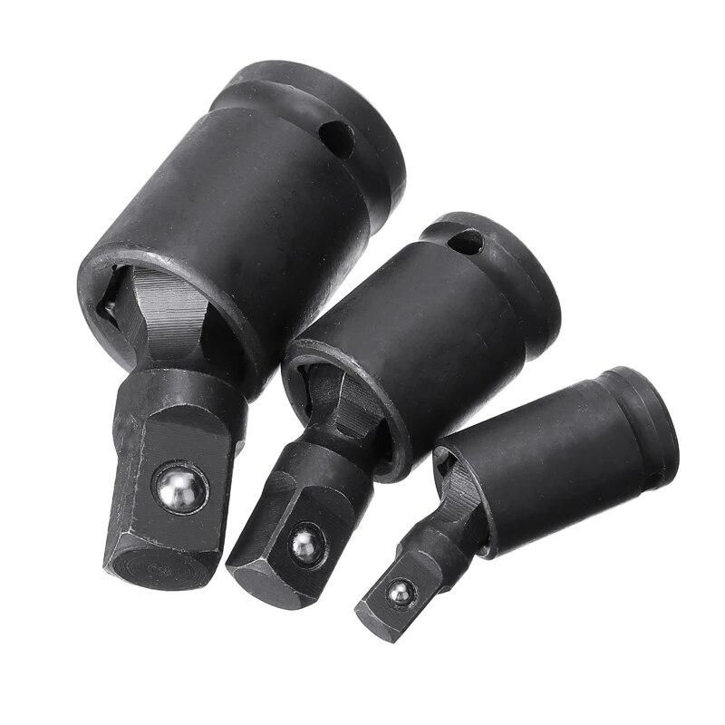 3pcs Impact Universal Joint Socket Swivel Set 1/4" 1/2" 3/8" Drive Electric Wrench Adapter Car Repair Wrench Pneumatic Tool