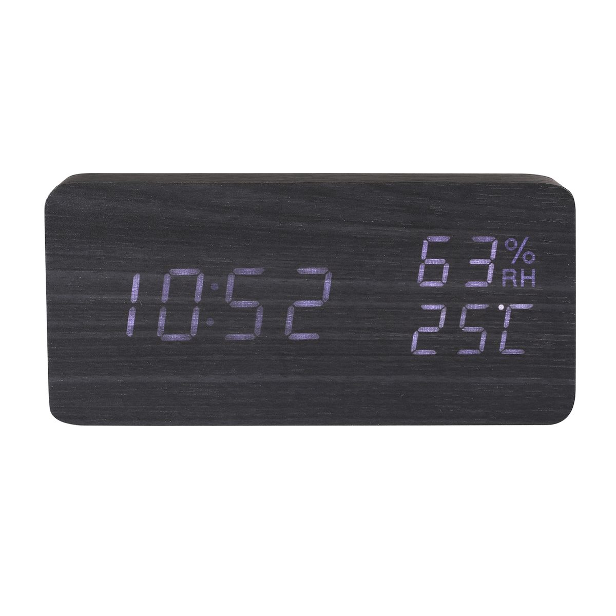 Desk Wooden Alarm Clock With Day Date Temperature Humidity