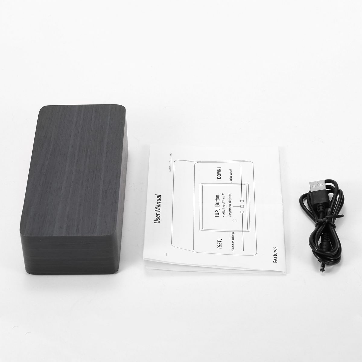 Desk Wooden Alarm Clock With Day Date Temperature Humidity