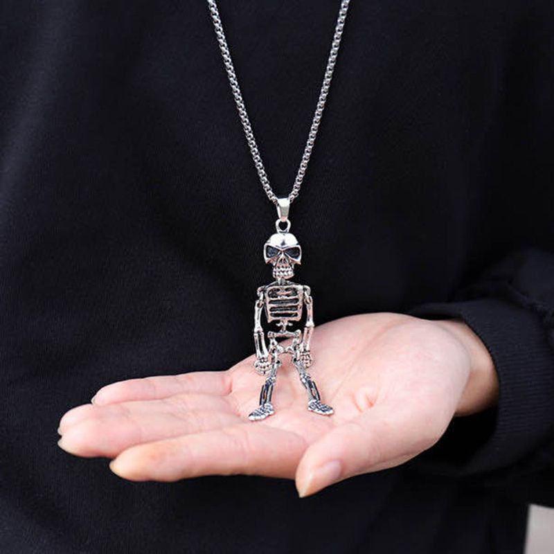 Hip Hop Titanium Steel Skeleton Pendant Long Chain