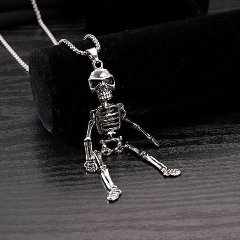 Hip Hop Titanium Steel Skeleton Pendant Long Chain