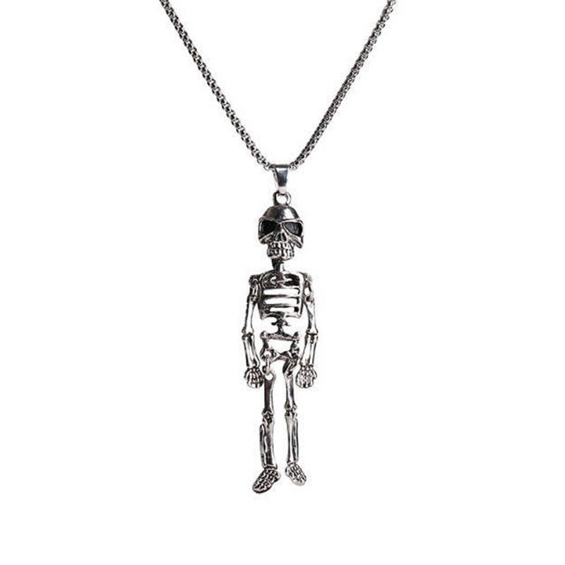 Hip Hop Titanium Steel Skeleton Pendant Long Chain