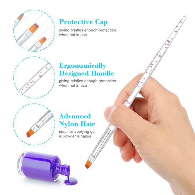 10pcs Acrylic Nail Brush Kit Nail Art Tips UV  Nail Builder