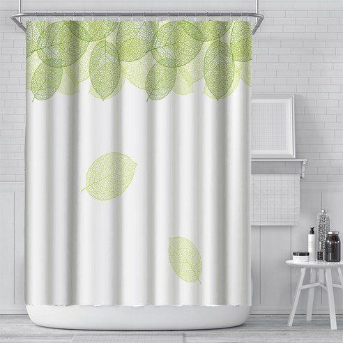 Sage Blue Nordic Style Modern Shower Curtain Fabric Green