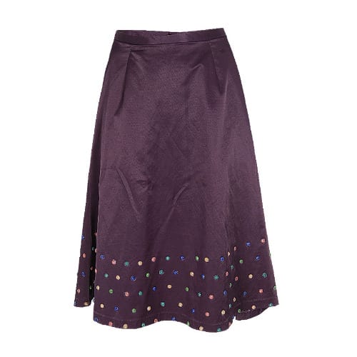 Stunning Ladies Pearl Detailed Skirt With A Flared Design-lilac.