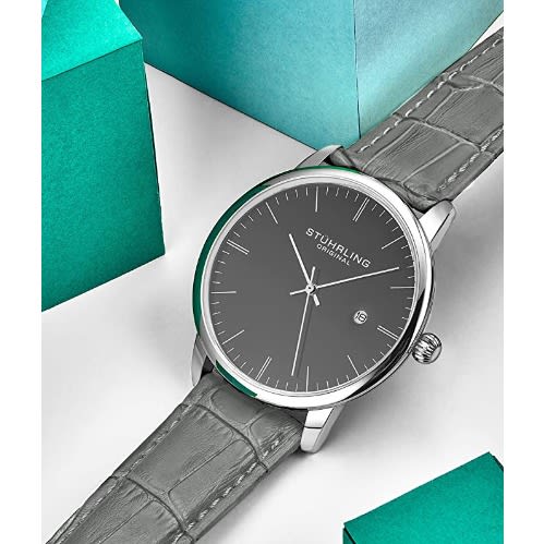 Men's Leather Luxury Watch - Grey