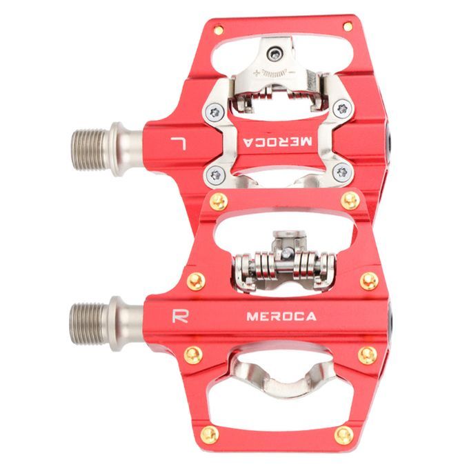 MTB Mountain Bike Self-locking Pedals With Pedal Cleats Road Red