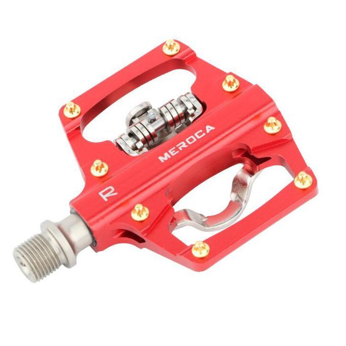 MTB Mountain Bike Self-locking Pedals With Pedal Cleats Road Red